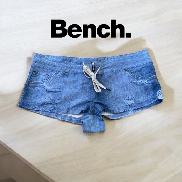 NWOT, Bench, Printed Denim Shorts, XS, Blue - Picture 1 of 8